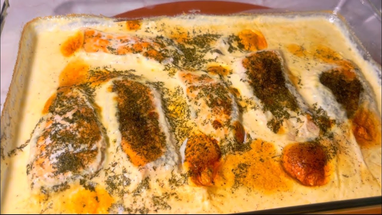 سمك السلمون بكريمة الطبخ بطريقة كتير سهلة ولذيذة #ramadan #food #cooking #recipe #اكسبلور 