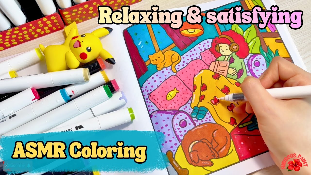 Rainy Day So I Coloring a Cozy Reading Corner ☔📚 | ASMR Gentle Music