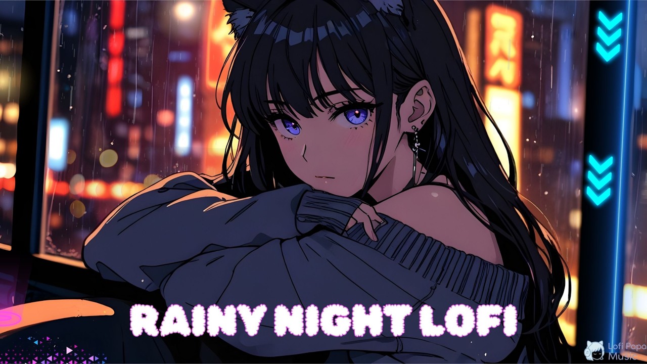 You’re Listening to Lofi with a Neko Girl on a Rainy Cyberpunk Night 🌧️  Chill Beats to RelaxStudy