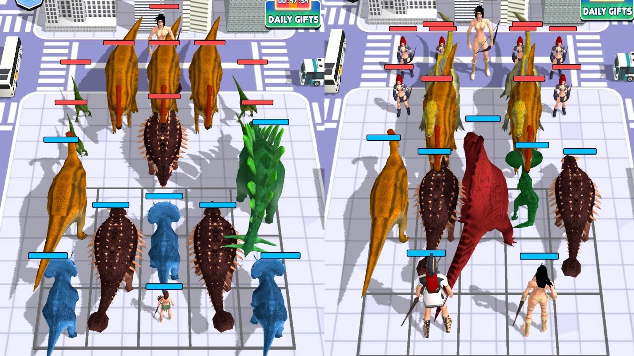 Merge Dinosaur Monster vs Women Archery Warrior, Dino Evolution 3d Merge Battle