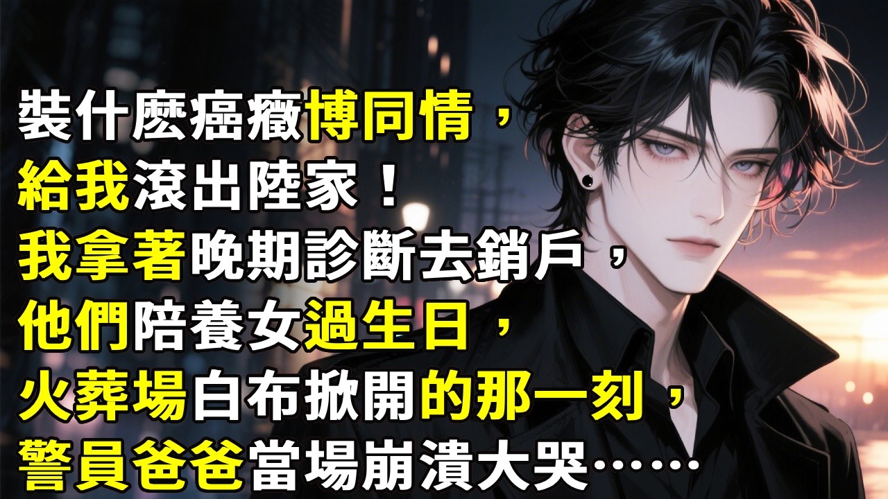 【装什么癌症博同情，给我滚出陆家！】我拿着晚期诊断去销户，他们陪养女过生日，火葬场白布掀开的那一刻，警员爸爸当场崩溃大哭……#心月言情 #故事頻道 #故事分享 #小說