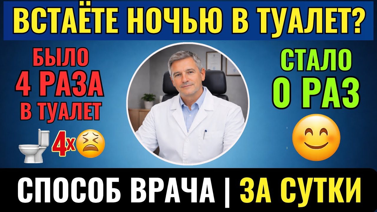 Часто просыпаетесь ночью из-за мочеиспускания? Способ за 1 день! Совет для 55+