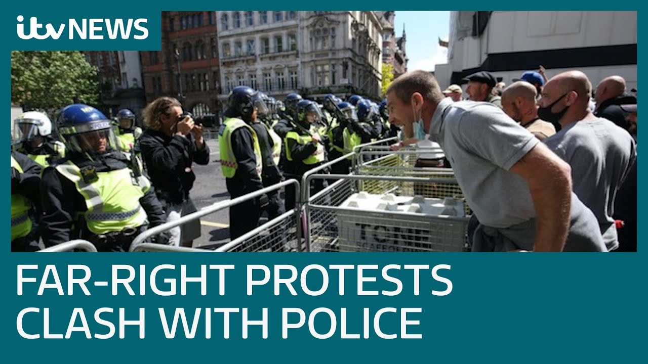 Tensions rise as police try to stop far-right protest clashing with BLM | ITV News