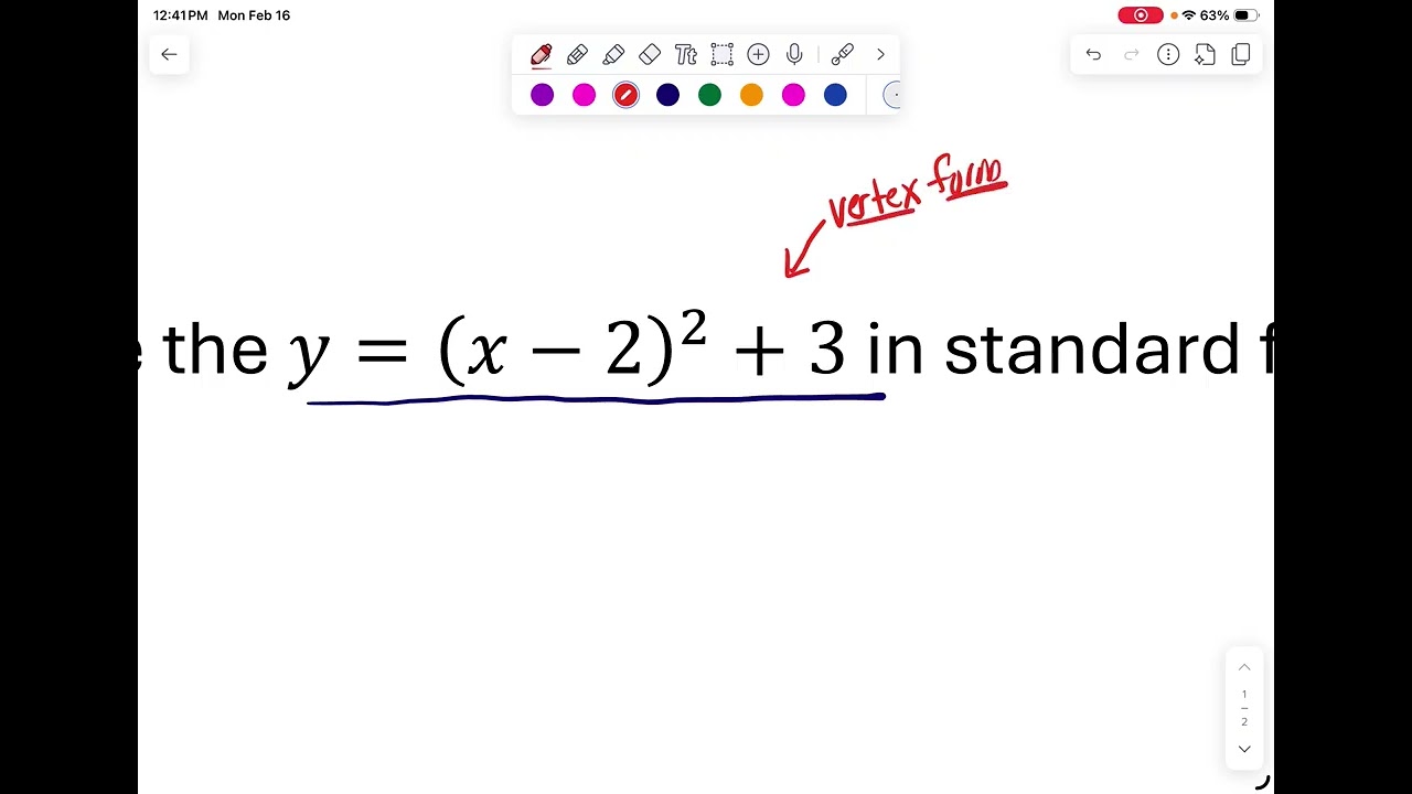 12-3 Notes vertex form
