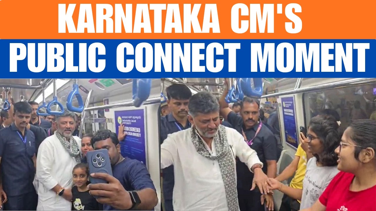 Karnataka CM DK Shivakumar interacts with people gathered outside his residence in Bengaluru | INC
