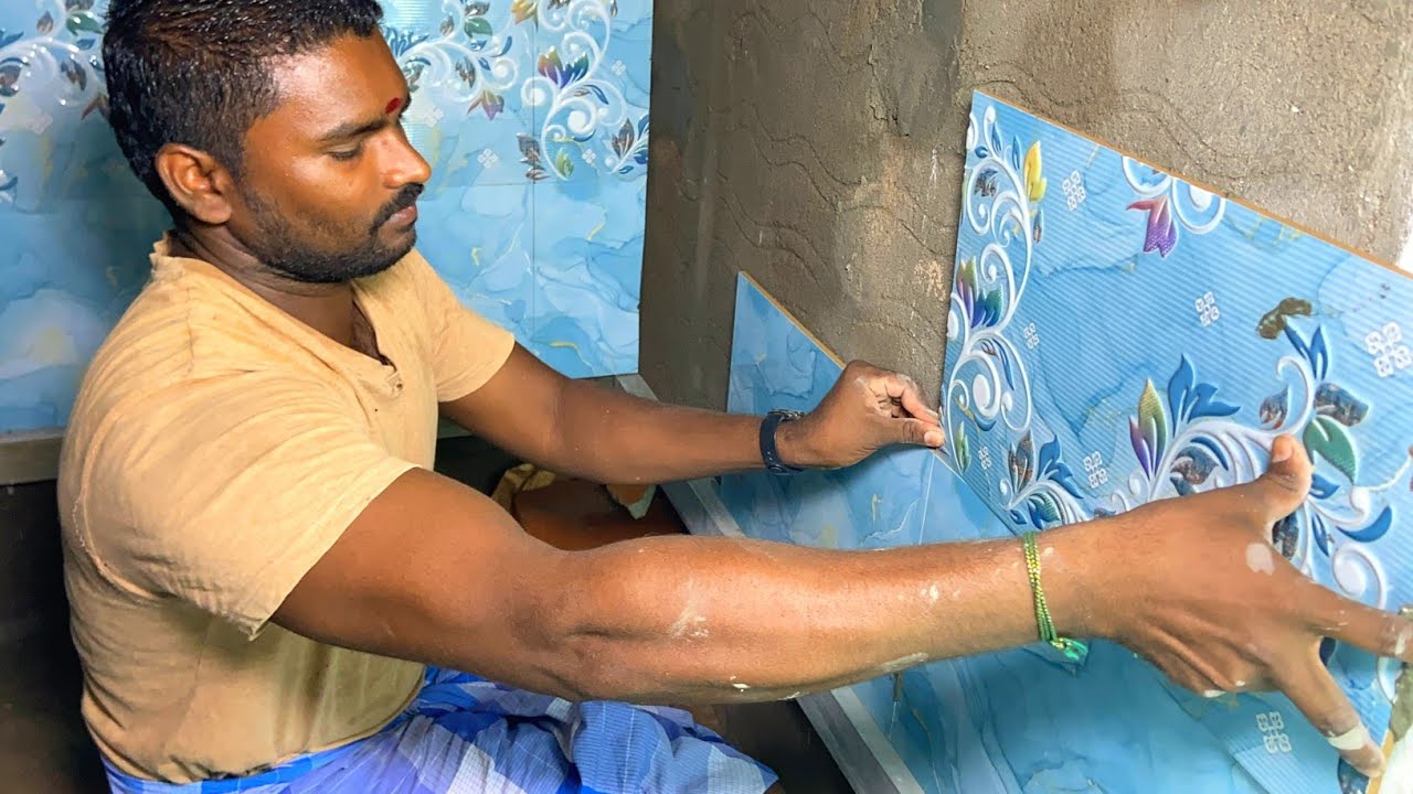 Impressively Beautiful! Accurately 300x450mm Size Bathroom Wall Tile installation-using by cement