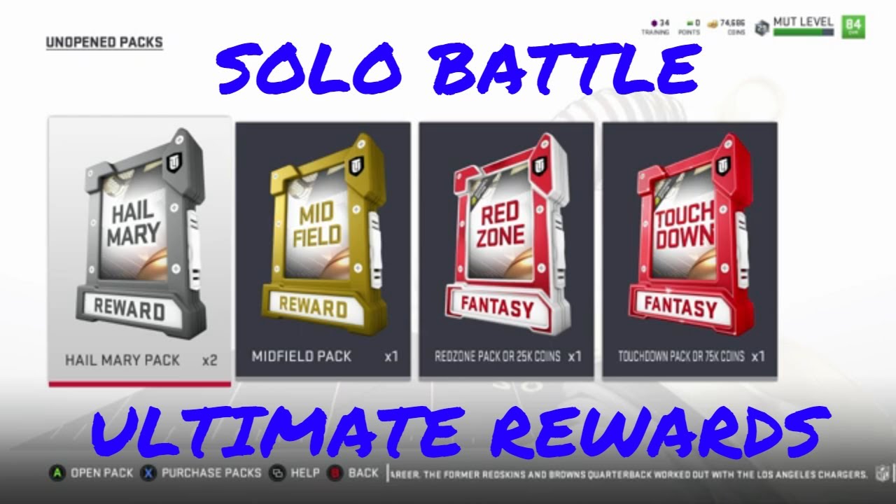 Madden 19 Ultimate Team Solo Battle Ultimate Reward Pack Opening - Can We Get Something Good???
