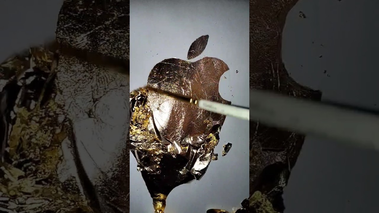 APPLE 🍎 LOGO GOLD FOILING 😇 #apple #logo #satisfying #satisfyingvideo #logodesign #shorts