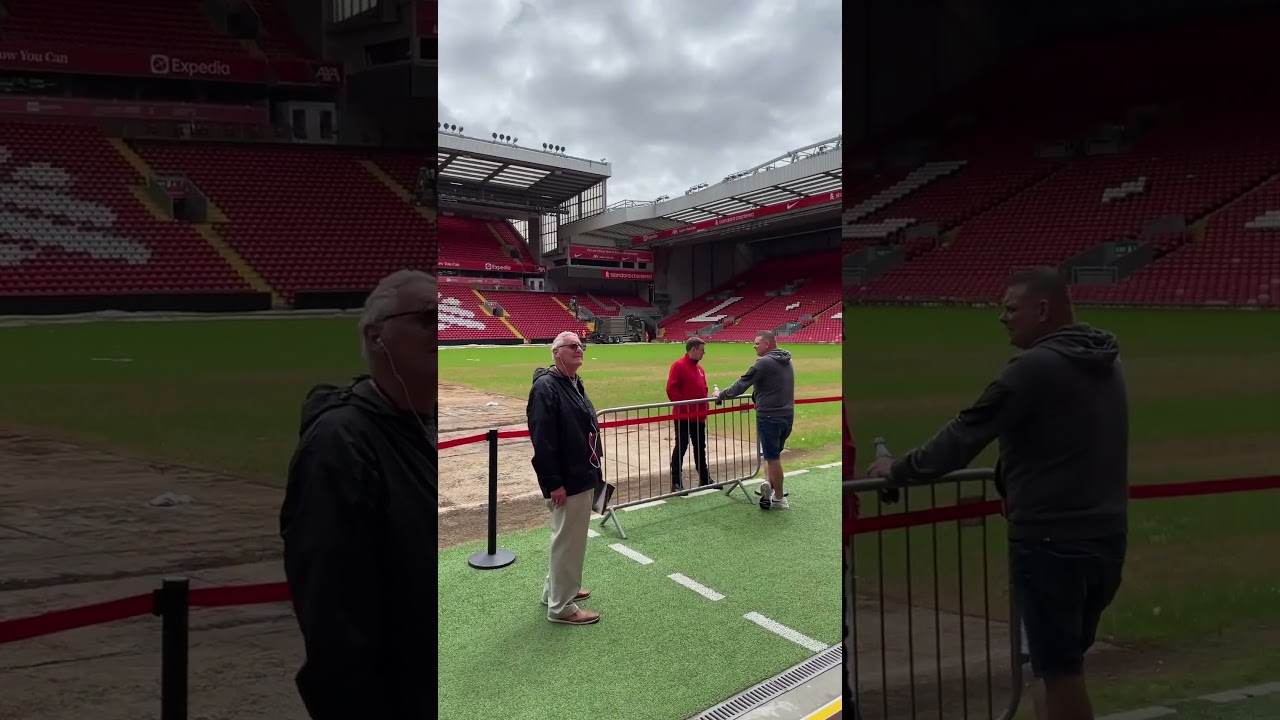 Anfield tour showing new Anfield Road stand