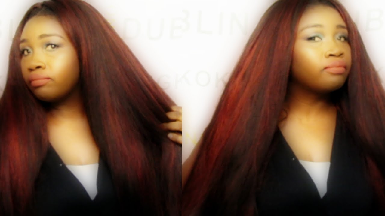 STRAIGHT CROCHET BRAIDS WITH KANEKALON || RED AND BLACK X-PRESSION