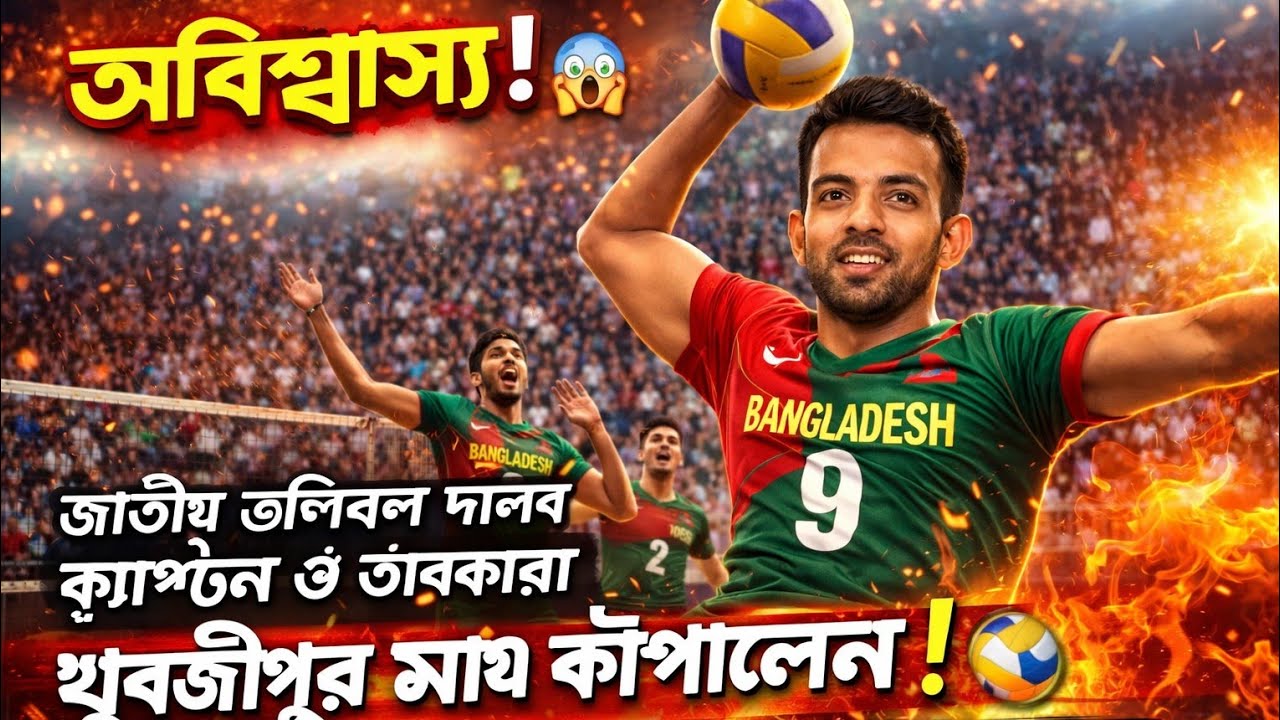 অবিশ্বাস্য! জাতীয় ভলিবল দলের ক্যাপ্টেন ও তারকারা খুবজীপুর মাঠ কাঁপালেন!
