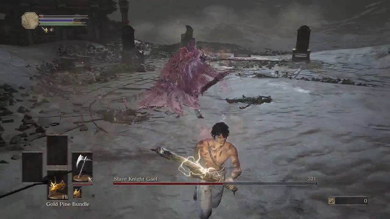 Dark Souls 3 Ringed City - Slave Knight Gael at SL1 No Rolling or Blocking Flawless Kill