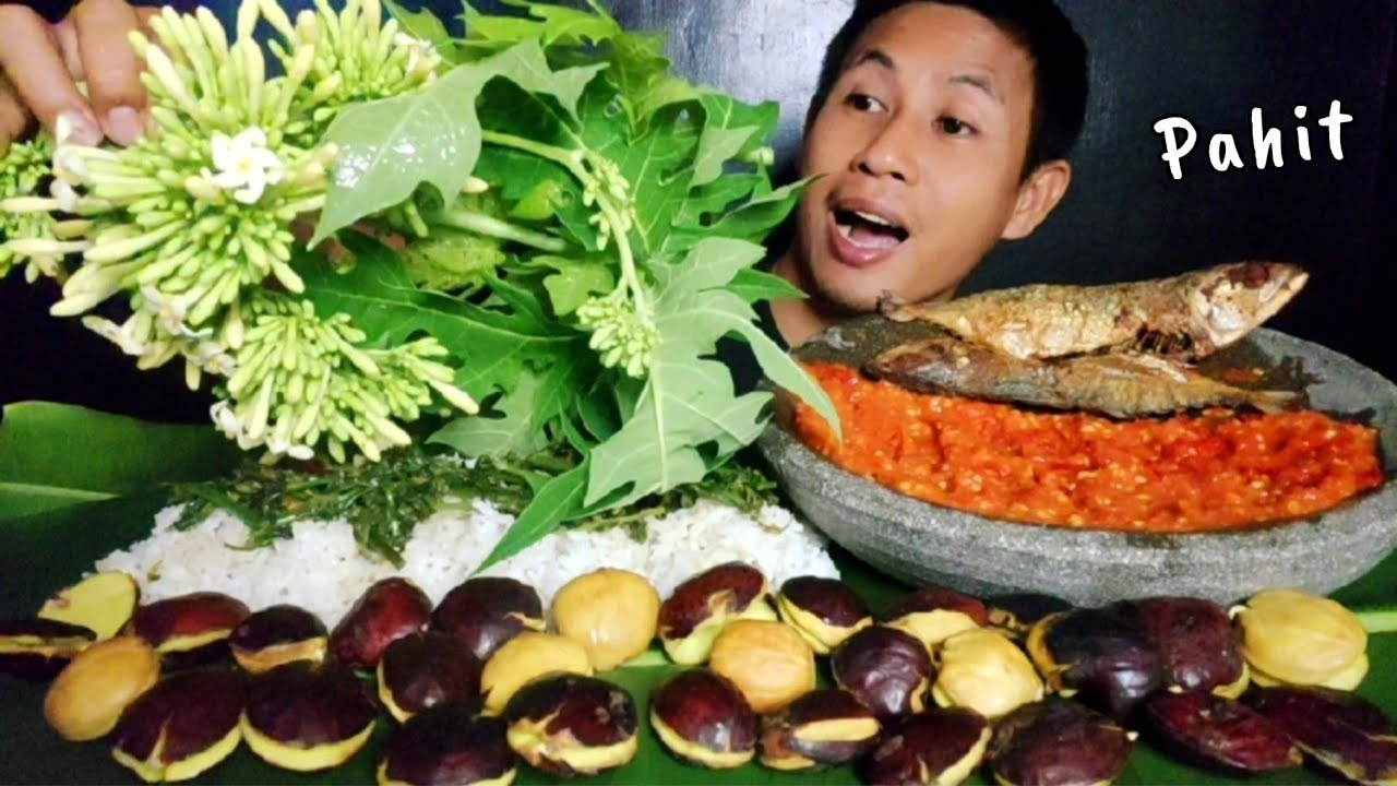 JENGKOL TUA ‼️ BUNGA DAUN PEPAYA, ikan asin Sambal Terasi, Mukbang Indonesia