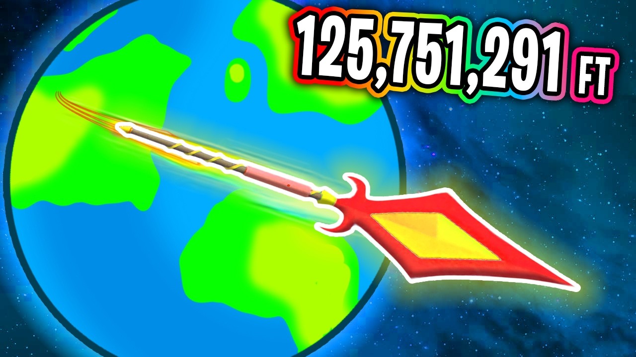Throwing a Spear 125,751,291 FT in Roblox Spear Training