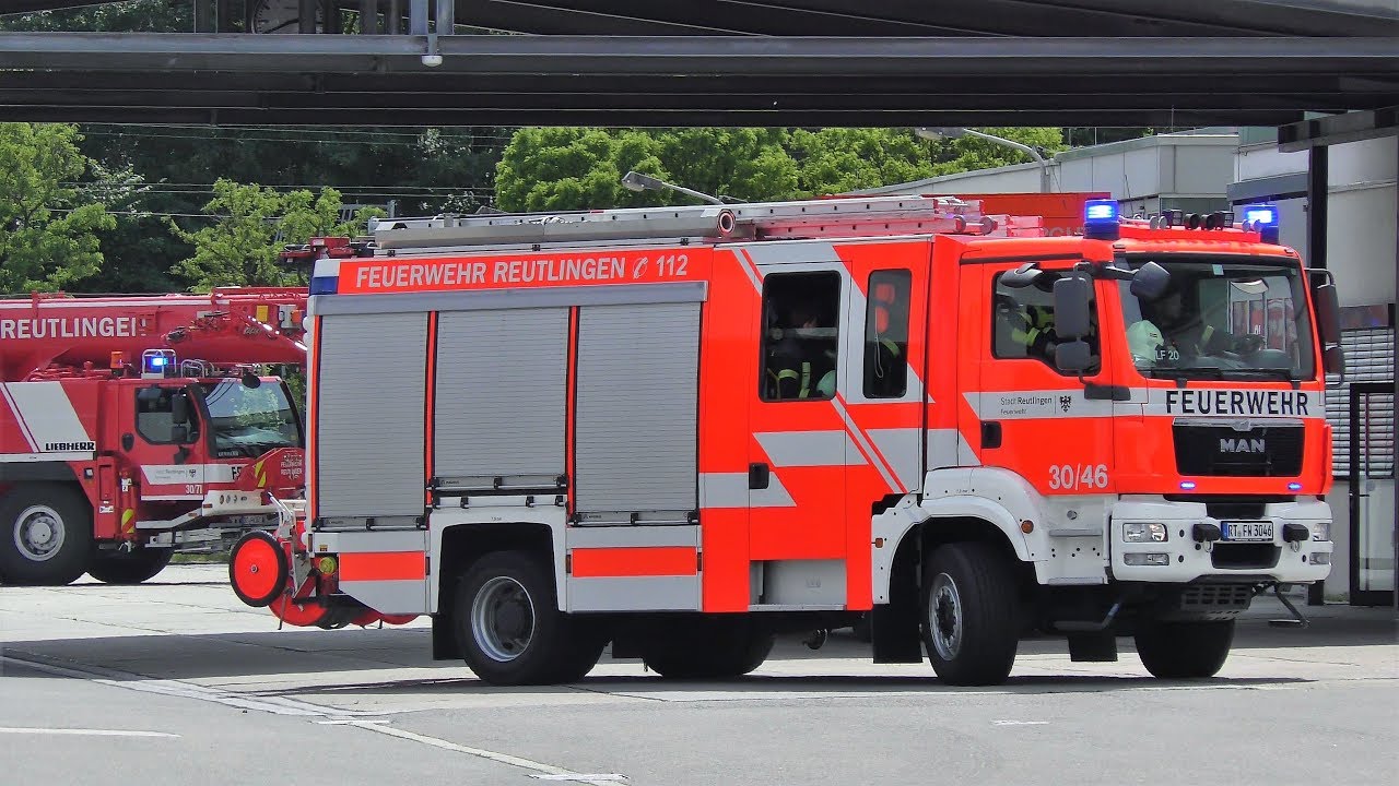 [Inside Alarm (Gong & Durchsage) | Gruß | Nachalarmierung] HLF + TLF BF Reutlingen zu PKW-Brand
