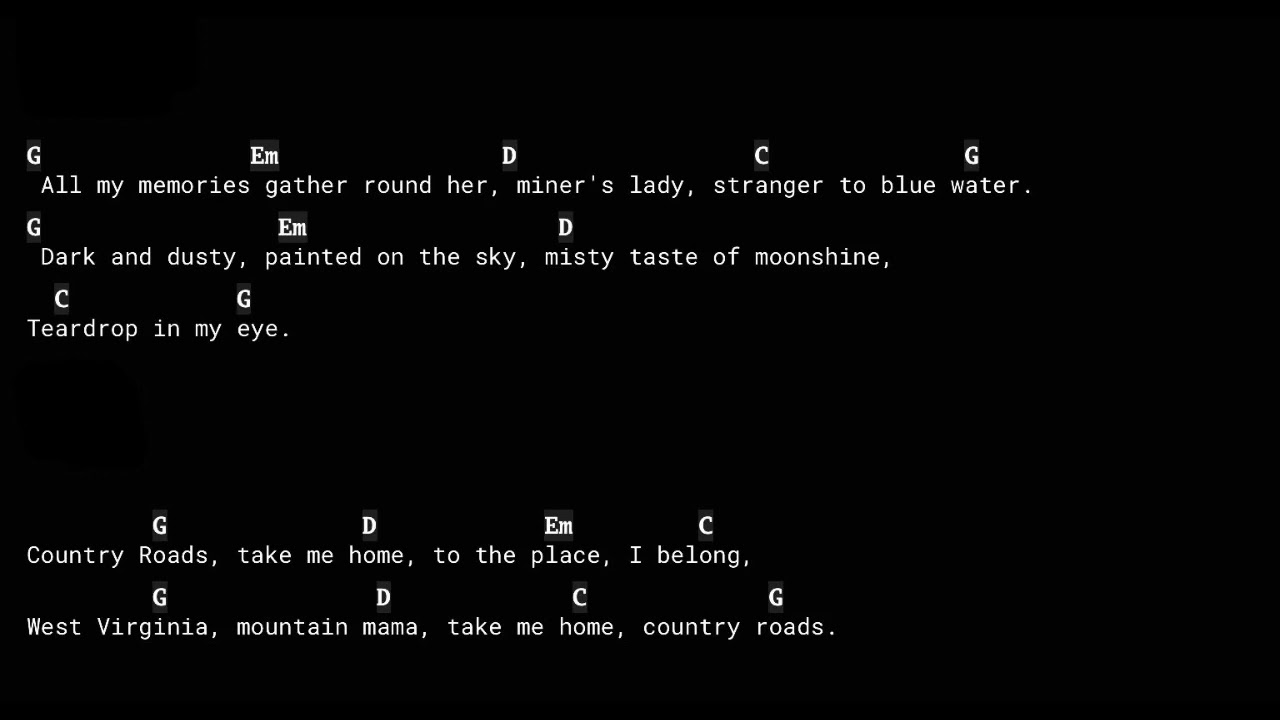Take me home country roads Chords