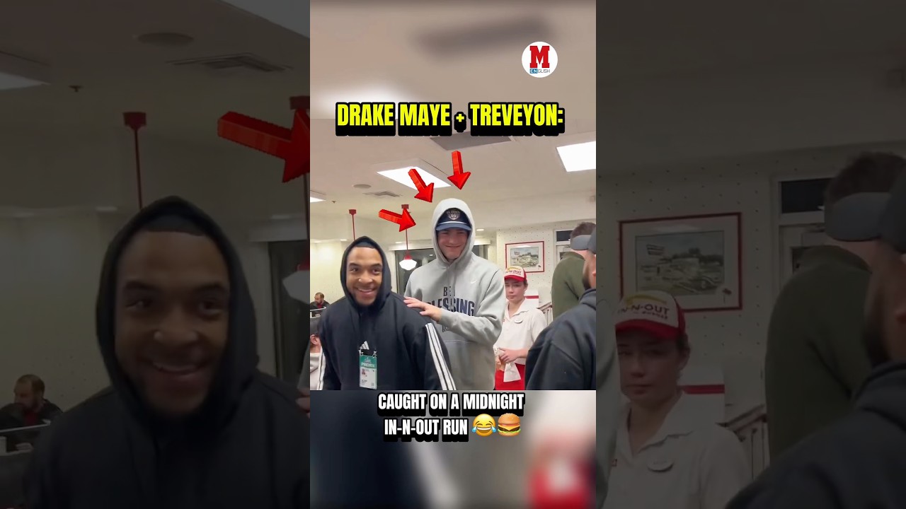 Drake Maye + TreVeyon Henderson on a late-night In-N-Out run 🍔