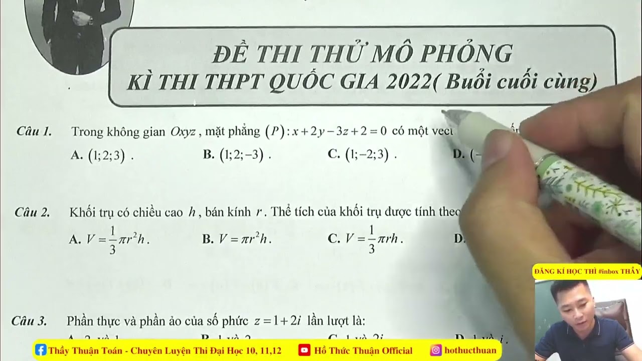 [ THẦY HỒ THỨC THUẬN ]- ĐỀ MÔ PHỎNG KÌ THI THPT QUỐC GIA 2022