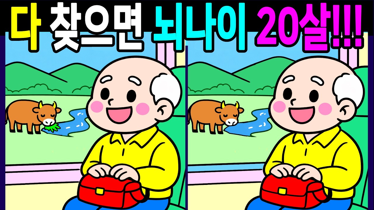 뇌 나이가 젊어지는 두뇌 퀴즈영상! 다찾으면 뇌나이 20대! 뇌나이 테스트 30분 복습문제! 【숨은그림찾기/두뇌운동/치매예방/ Find Difference 間違い探し】
