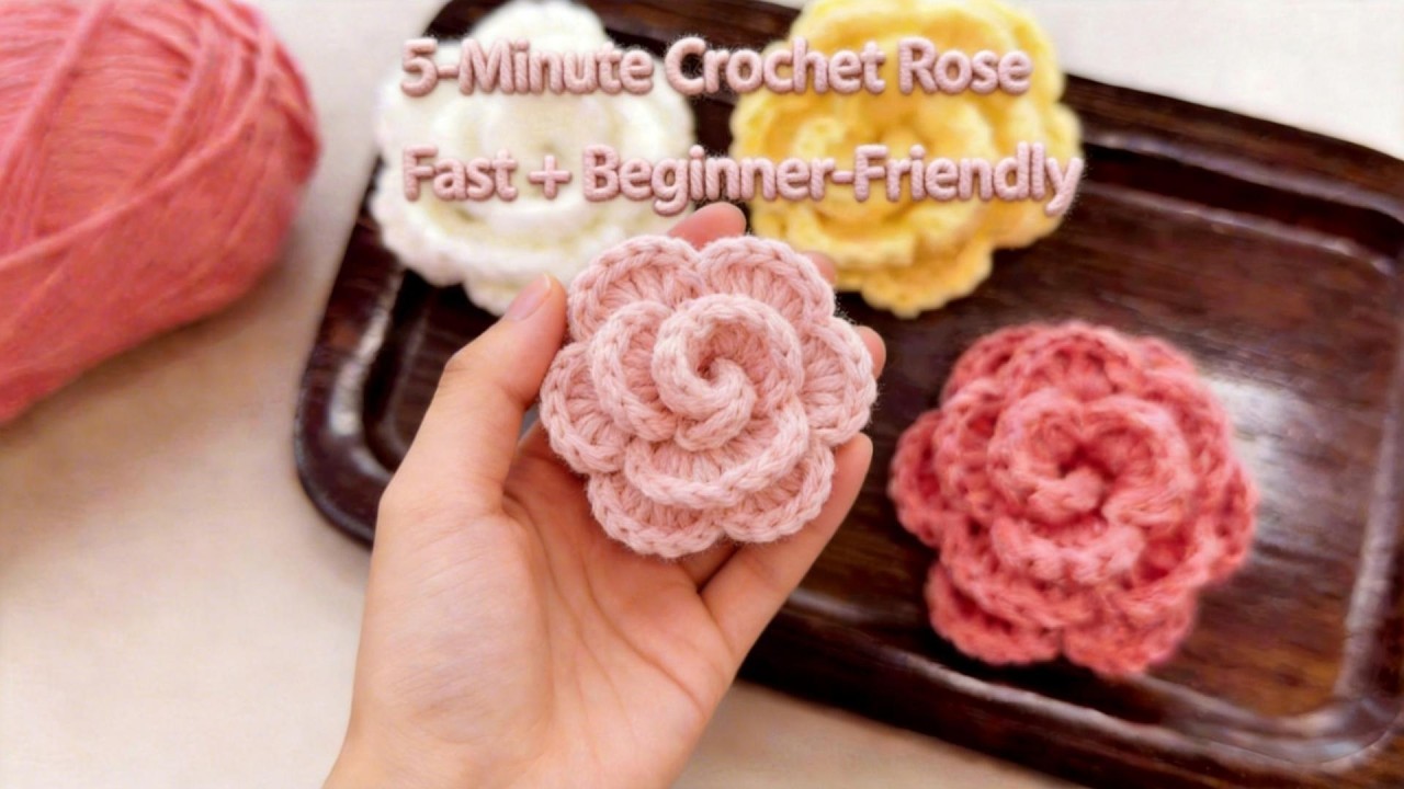 The Easiest Crochet Rose 🌹 Make a Rose in 5 Minutes (Beginner Friendly)