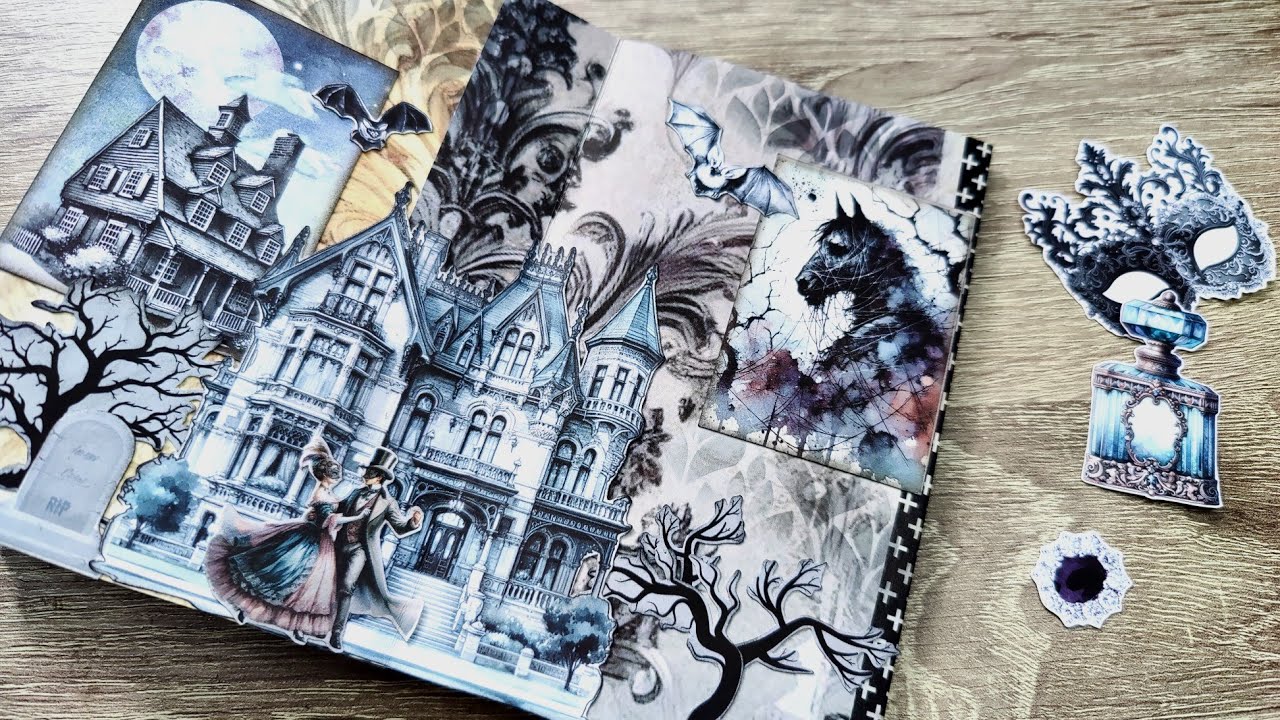 Working on my Halloween journal using two kits from 
