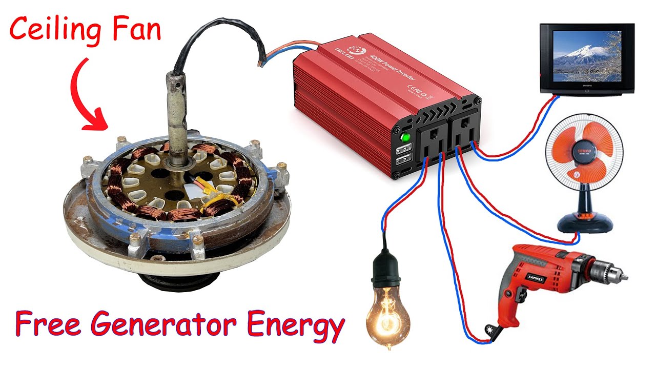 free generator energy / 110v & 230v Free Energy Generator with Ceiling Fan / very simple Method 2023