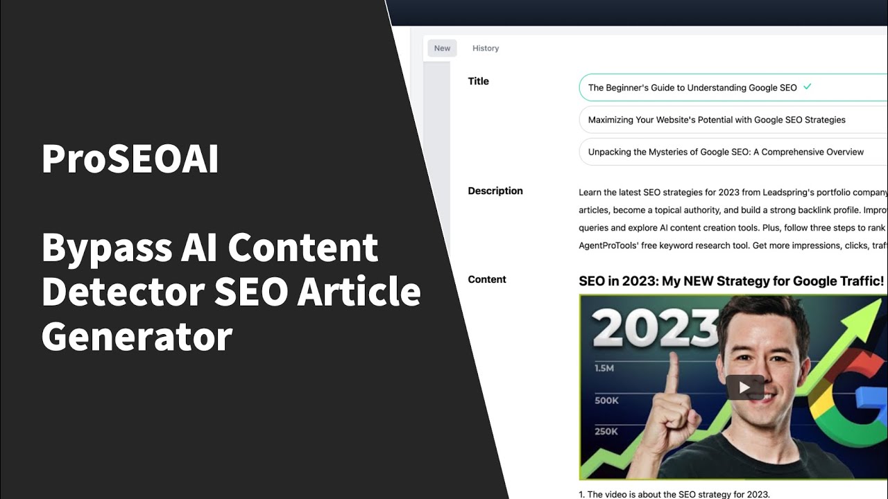 ProSEOAI.com - Bypass AI Content Detector SEO Article Generator
