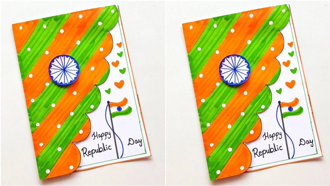 White Paper Republic Day Card 2026  l Easy Republic Day Card Making l How to make Republic Day Cards