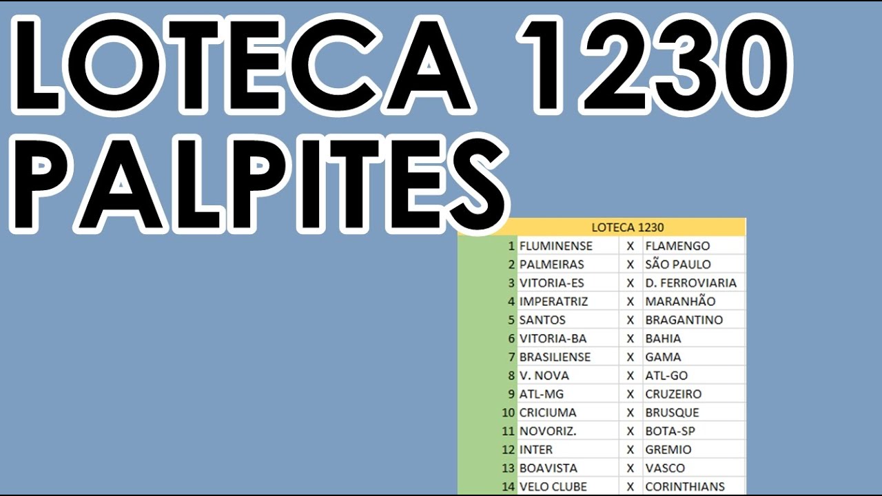 LOTECA 1230 - PALPITES DOS 14 JOGOS!!!