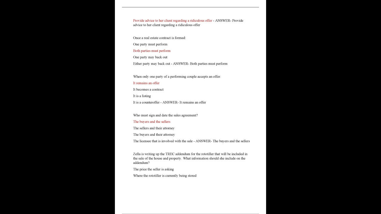 TREC PROMULGATED CONTRACT FORMS 351 FINAL EXAM LATEST 2023 2024 ACTUAL EXAM 210 QUESTIONS AND CORREC