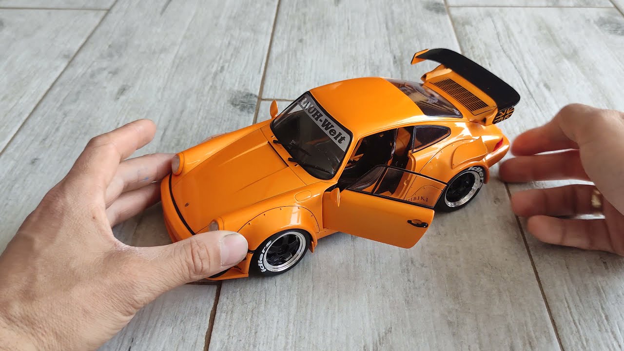 PORSCHE 964 RWB Hibiki Orange 2016 RAUH WELT 1:18 SCALE metal model SOLIDO unboxing
