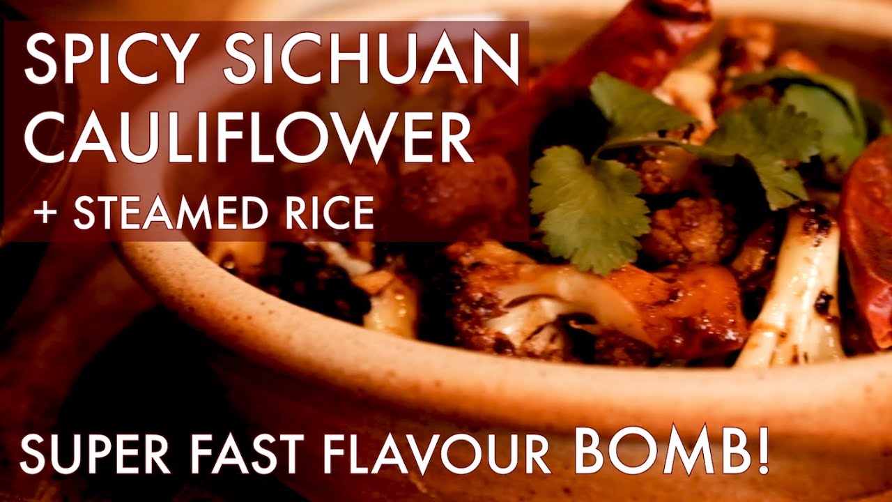 QUICK and EASY Sichuan Cauliflower with Steamed Rice.