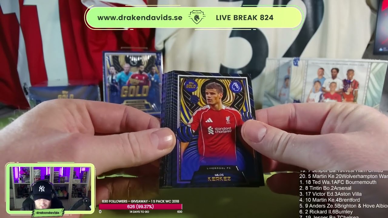 TOPPS GOLD PREMIER LEAGUE, TOPPS CHROME & MAYBE SOME NHL - LOTS OF PERSONAL OPENINGS - WWW.DRAKENDAV