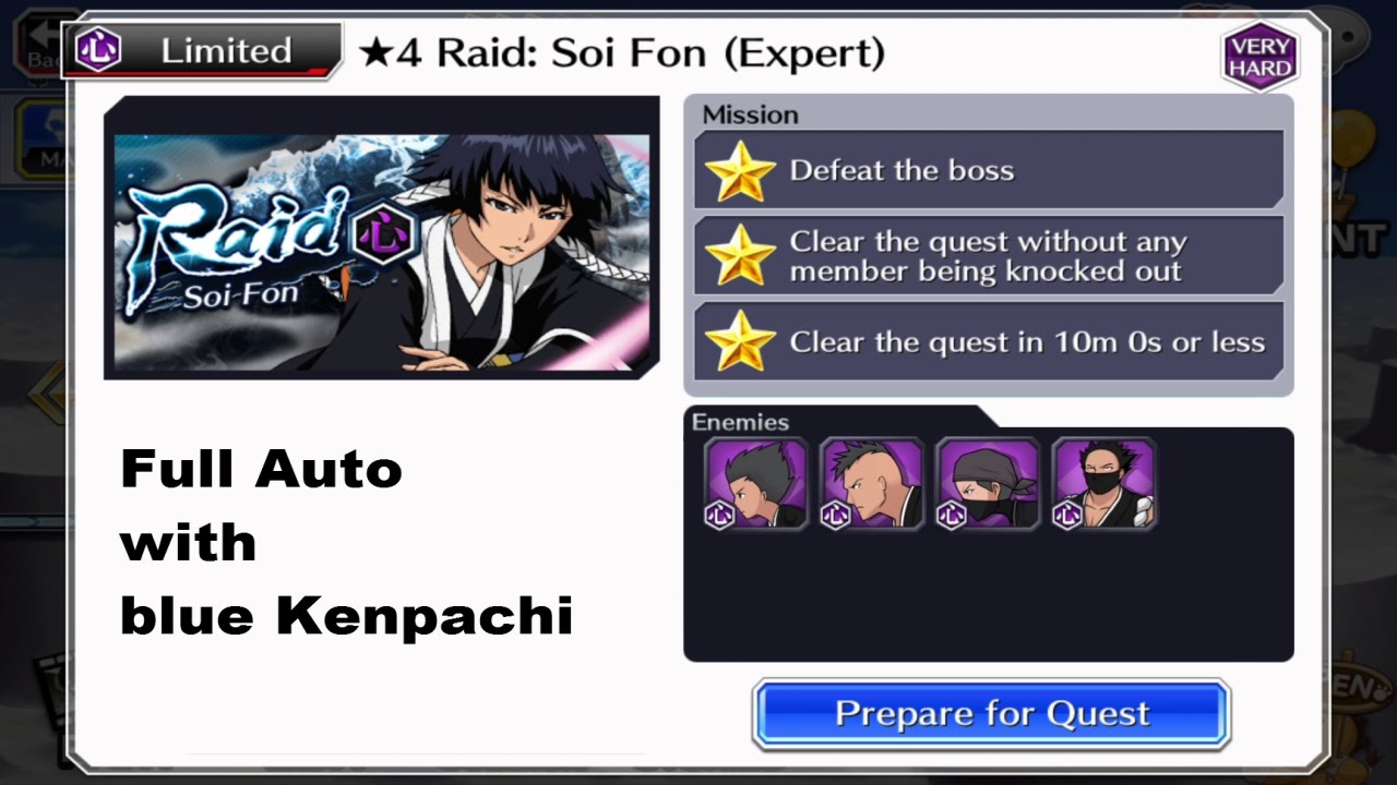 Bleach Brave Souls - 4* Soi Fon Raid (Solo) - full auto with broKEN