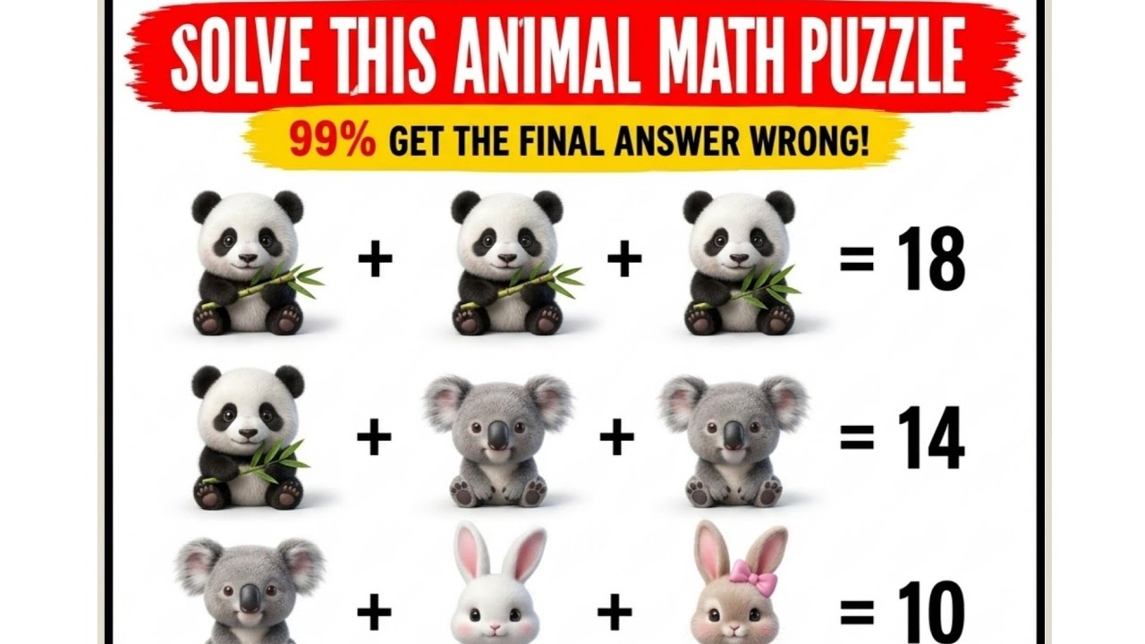 99% Fail These Animal Math Puzzles! Can You Solve Them All? 🧠🐼🦁🐘🦊