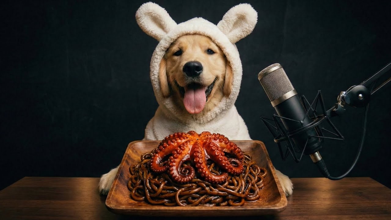 ASMR MUKBANG | 🍜 🐙 Spicy Octopus and Jjajangmyeon Combo 