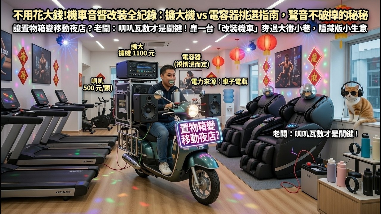 不用花大錢！機車音響改裝全紀錄：擴大機 vs 電容器挑選指南，聲音不破掉的秘密 讓置物箱變移動夜店？老闆：喇叭瓦數才是關鍵！靠一台「改裝機車」穿梭大街小巷，隱藏版小生意