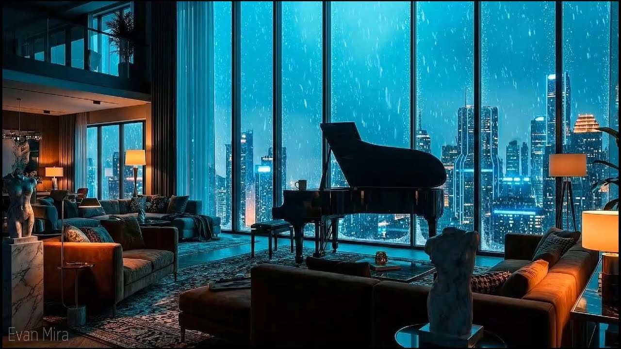 Ember Twilight 🎹 Grand Piano & City Lights - Velvet Shade