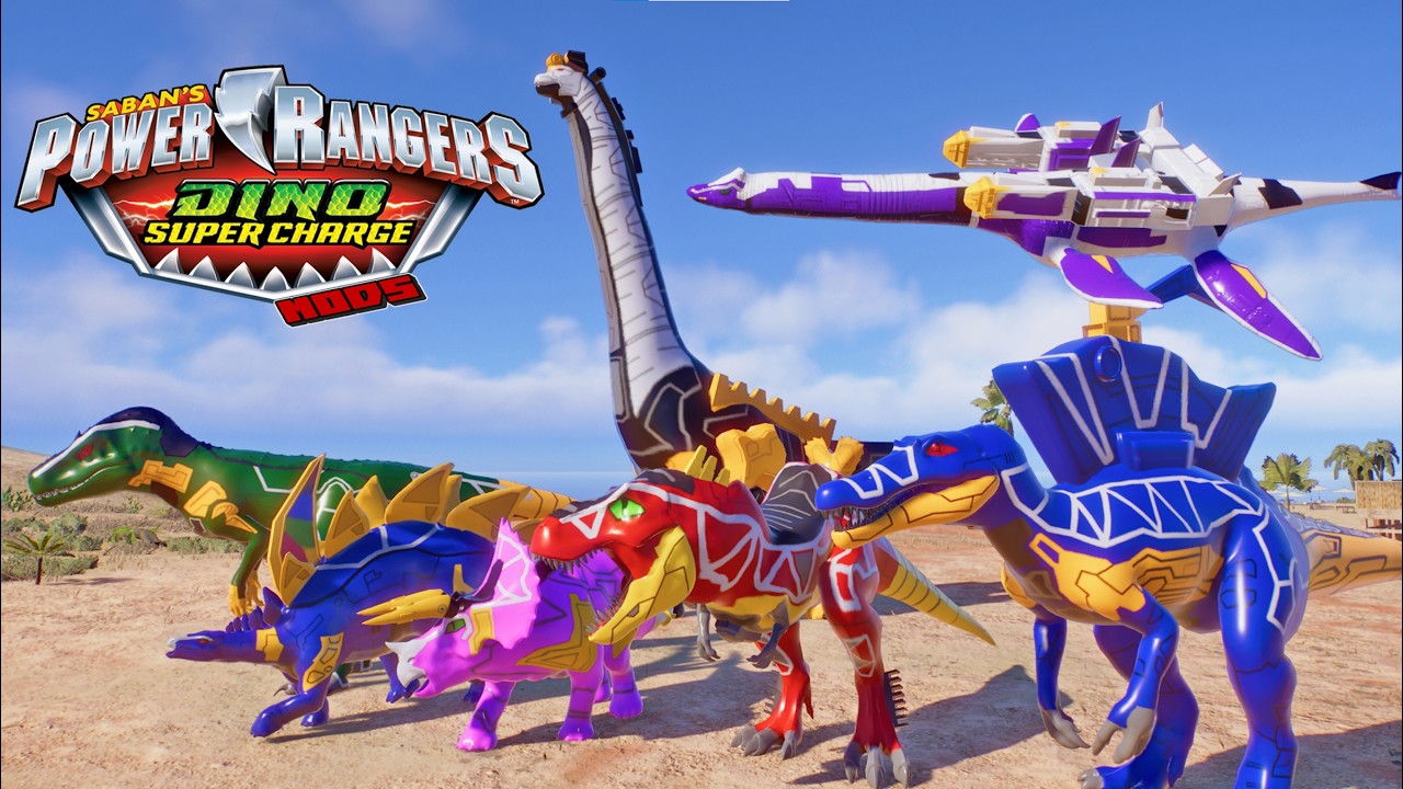 New! Power Rangers Dino Super Charge Zords Battle and Rampage in Jurassic World