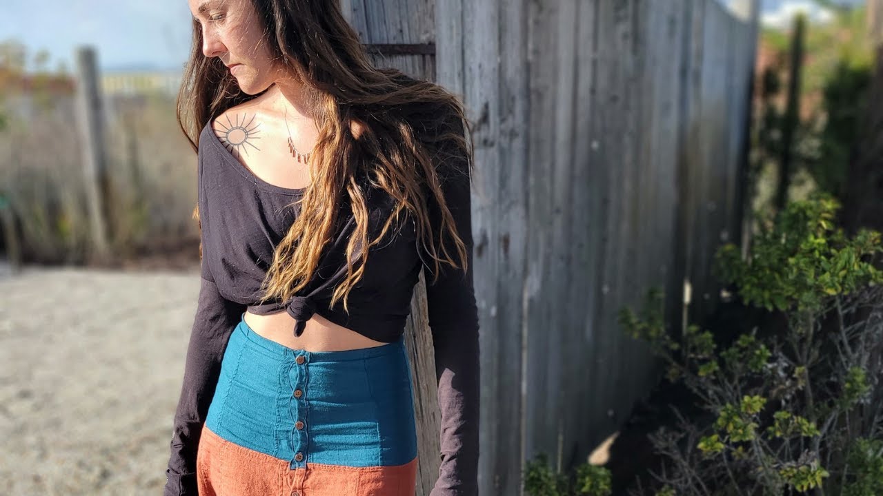 Sewing a patchwork skirt from linen scraps (+ making buttons, boot cuffs & up-cycled copper jewelry)