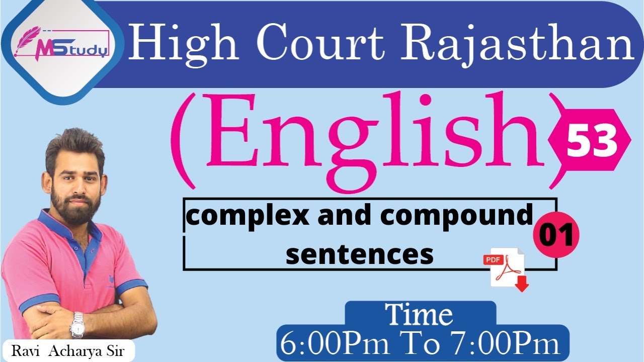 [53] English🔴complex and compound sentences -01 [ Rajasthan high court group d ] Classes MStudy