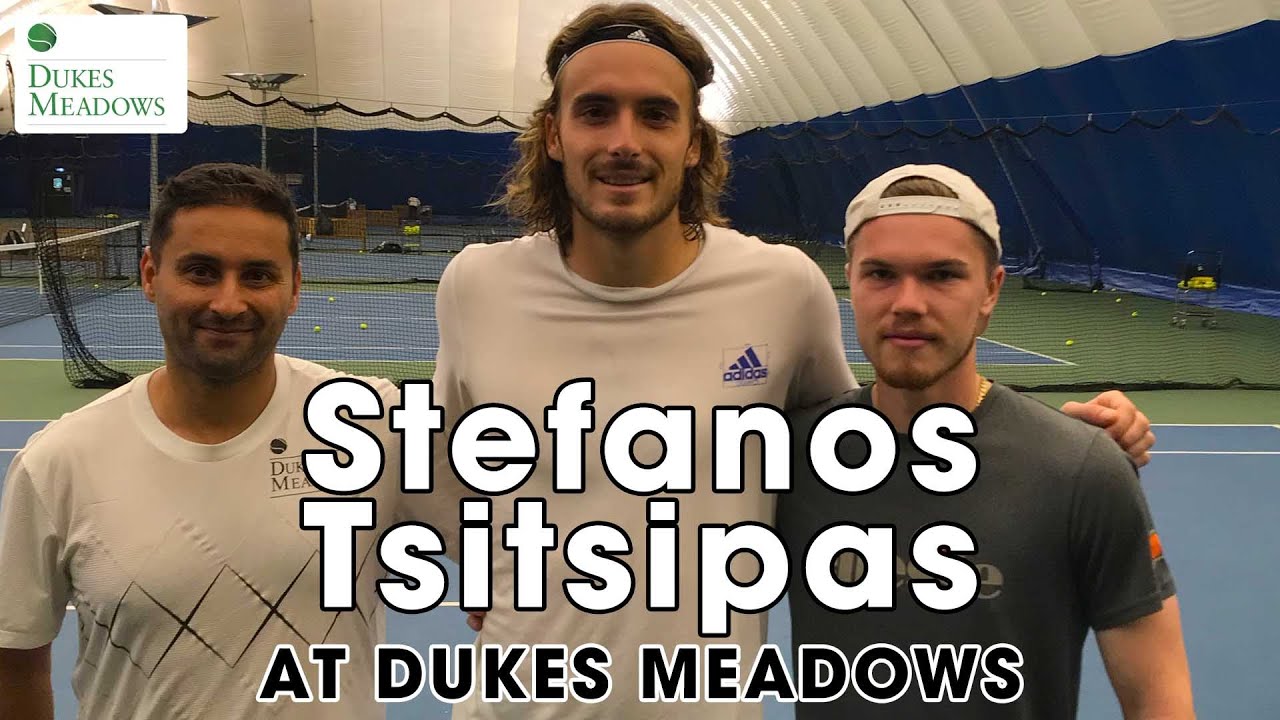 Stefanos Tsitsipas training at Dukes Meadows