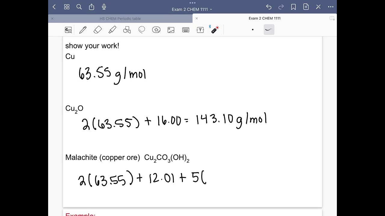 Chem 1111 mol, molar mass, gram to mol