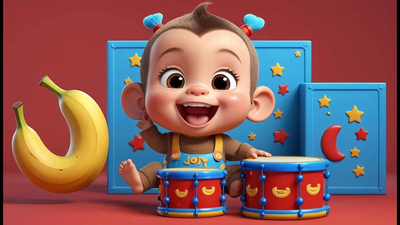 Ten Little Monkeys Jump on the Drums | Popular Nursery Rhyme | Educational Kids Songs