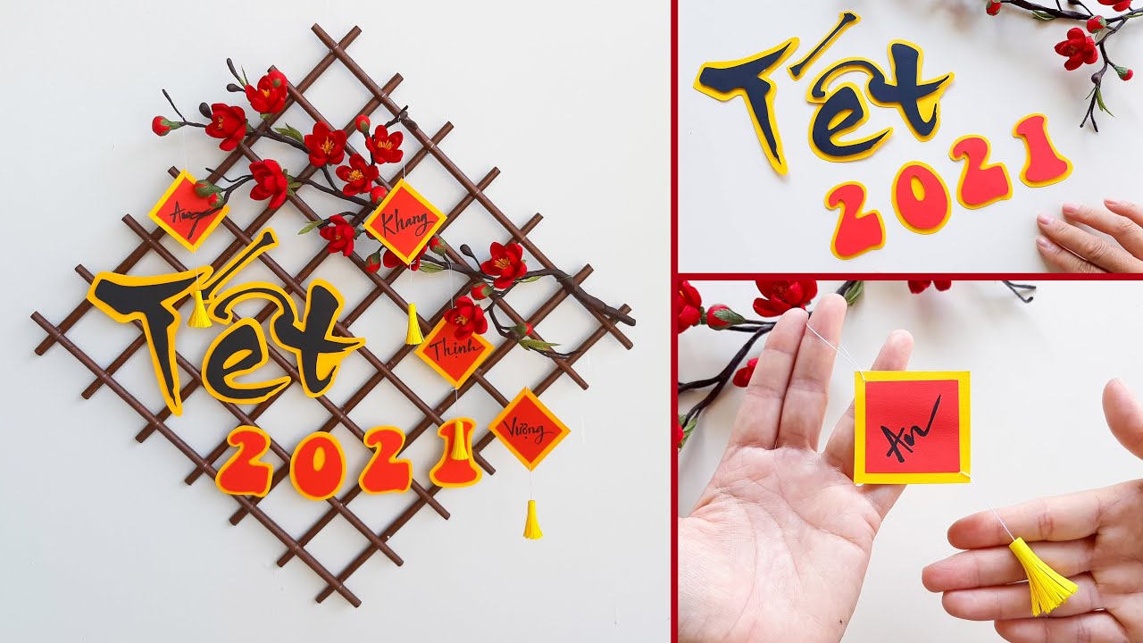 Cách Trang Trí Tết Với Hoa Mai Đỏ / Paper Flower / Góc nhỏ Handmade