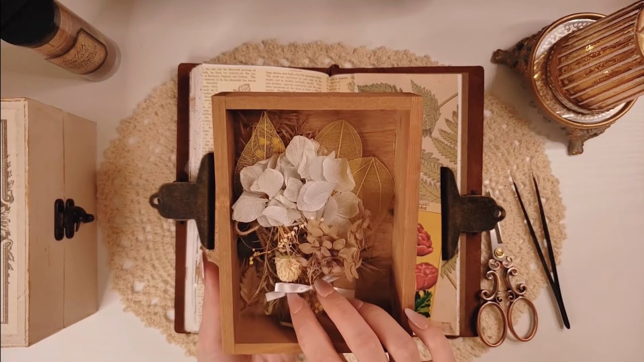 ASMR｜Коллаж с засушенными цветами, красиво окрашенными чернилами｜Journaling,Relaxing paper sounds