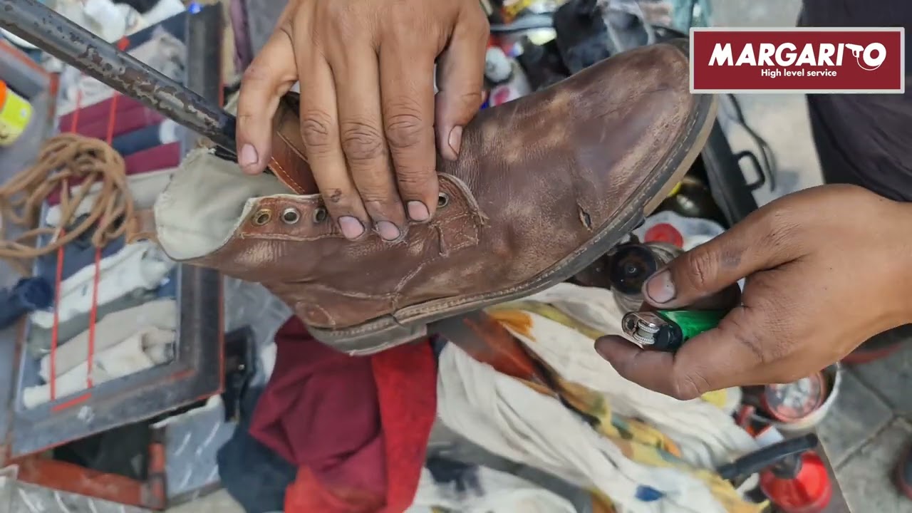 Revivimos estás botas levis, con cremas finas y reparamos grieta con parche de piel