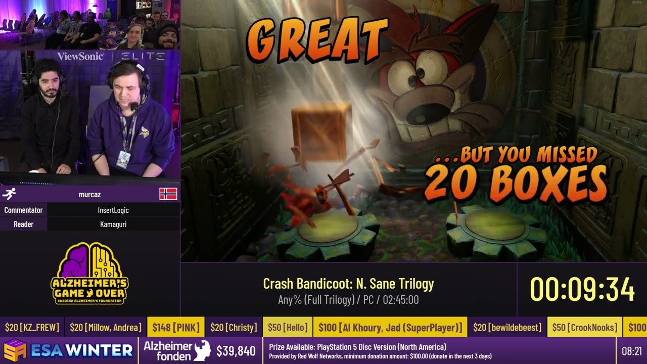 Crash Bandicoot: N. Sane Trilogy [Any% (Full Trilogy)] by murcaz - #ESAWinter22