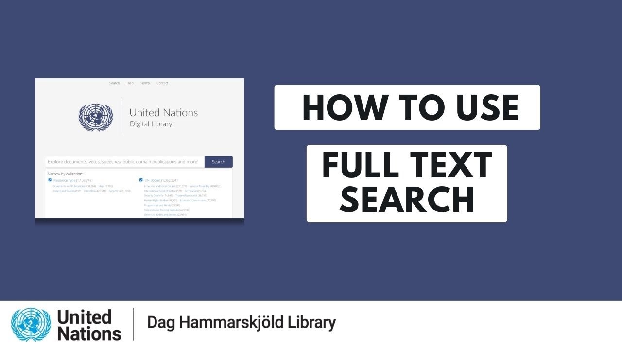 How to use the Full Text Search | United Nations Digital Library