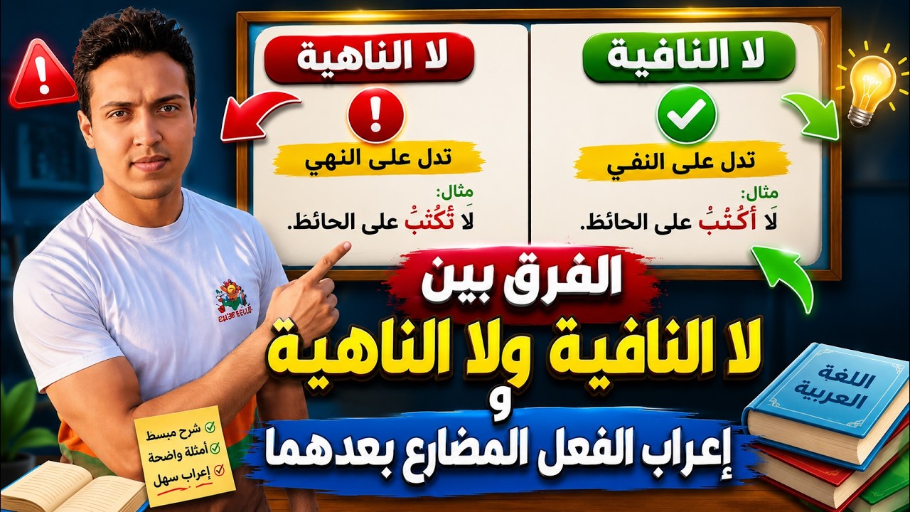 شرح لا النافية ولا الناهية مع إعراب الفعل المضارع بعدهما بطريقة بسيطة تضمن لك التفوق والتميز